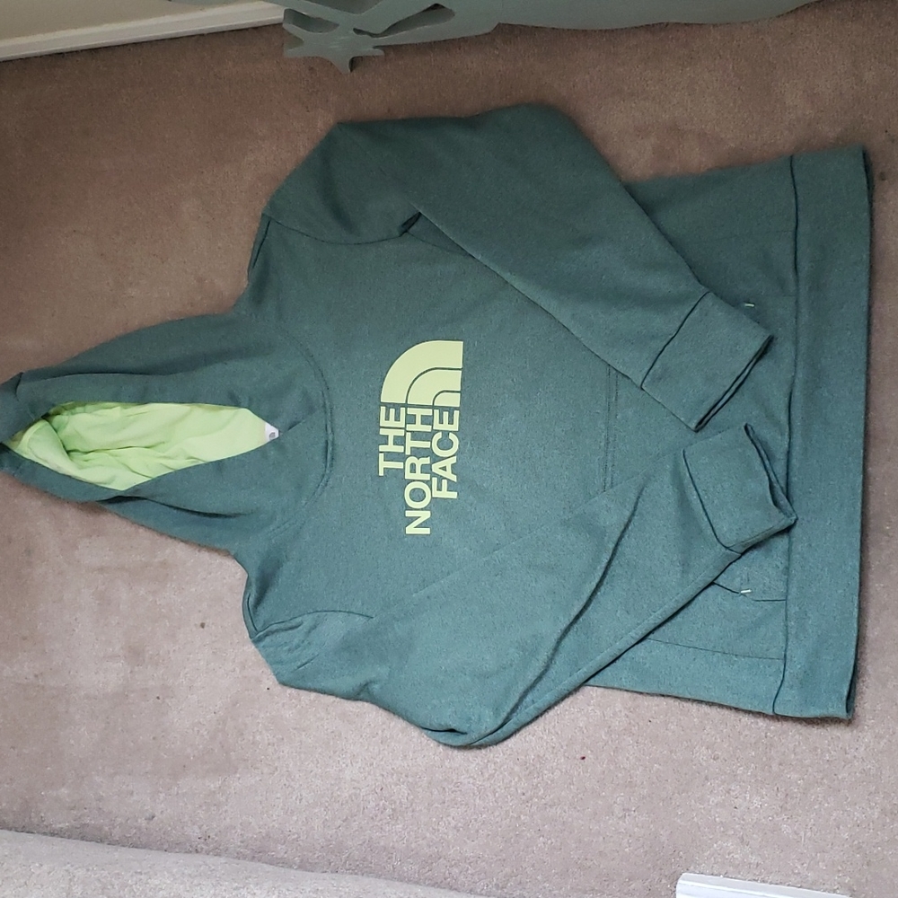 The North Face Green Hoodie with Lime Logo and Liner